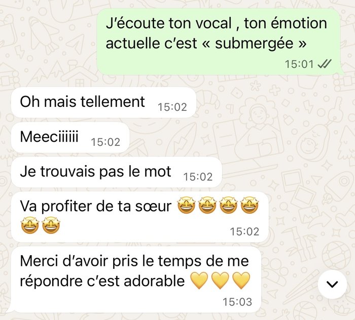 Message d'une cliente de L'Enquête
