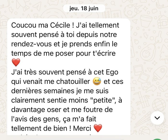 Message d'une cliente de L'Enquête